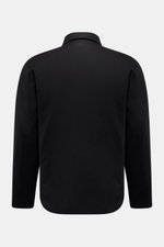 Schwarzes 04651/ A trip in a bag Wende-Overshirt Slim Fit, Rückansicht, Mix aus Wolle, Cashmere, Microfaser, leichter Stretch, Wattierung, Umlegekragen, gerundeter Saum.