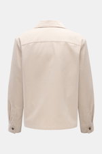 A.P.C. Overshirt 'Leon' creme aus feinem Baumwoll-Cord, Slim Fit, Kent Kragen, französische Knopfleiste, Rückansicht, weicher Griff, tonales Logo-Stitching.