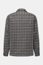 Rückansicht des 04651/ A trip in a bag Overshirt schwarz/grau kariert aus leichtem Woll-Mix mit Glencheck, Slim Fit, Umlegekragen und Manschetten.