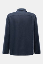 Rückansicht des 04651/ A trip in a bag Overshirt 'Linen Jacket' navy aus weichem, reinem Leinen mit Umlegekragen, Slim Fit.