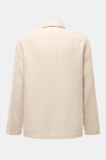 Rückansicht des beige gehaltenen 04651/ A trip in a bag Overshirt 'Linen Jacket' aus weichem, reinem Leinen mit Umlegekragen und Slim Fit.