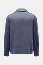 Rückansicht des 04651/ A trip in a bag Overshirt 'Denim' navy meliert, Slim Fit aus Leinen-Baumwoll-Mix mit Umlegekragen.
