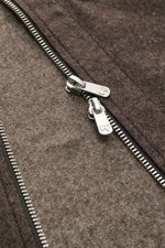 Close-up front view of the Marco Pescarolo Overshirt 'Urus' brown melange showing its two-way silver zipper and fine woven cashmere-cotton fabric.

Description: <p>MARCO PESCAROLO impresses with the traditionally Italian-made overshirt 'Urus', naturally c