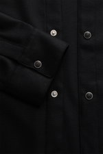 Close-up front view of the Marco Pescarolo Overshirt 'Zenith' black, highlighting smooth button placket and cuff buttons.

Description: 
<p>Timeless fall essential: The 'Zenith' overshirt by MARCO PESCAROLO impresses with minimalist elegance and versatile