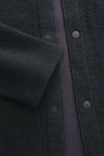 Close-up front view of Stone Island Overshirt navy showing textured bouclé fabric, five-button placket, and compass badge.

Description: 
<p>Timeless layering essential: The bouclé overshirt from STONE ISLAND complements autumn and winter looks with confi