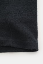 Close-up front view of Stone Island Overshirt navy in bouclé fabric, showing textured wool microfiber blend and stitch details.
