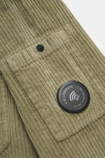 Close-up front view of C.P. Company Cord overshirt sand showing soft cotton corduroy texture, patch chest pocket with snap button, and label-typical lens detail.

<p>Casualwear with character: The corduroy overshirt from C.P. COMPANY impresses with soft c