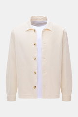 Beige Cord-Overshirt mit Umlegekragen, Fünf-Knopf-Leiste, Taschen in Seitennaht, klassischer Sportmanschette, Slim Fit, leichter Stretch, softer Griff, Frontansicht, 04651/ A trip in a bag Cord-Overshirt navy.