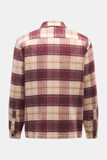 Rückansicht des 04651/ A trip in a bag Flanell-Overshirt beige/bordeaux kariert, Regular Fit, Kent-Kragen, weicher Griff, Mix aus Wolle und Microfaser.