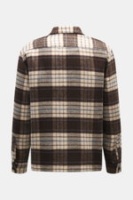 Rückansicht des karierten 04651/ A trip in a bag Flanell-Overshirt beige/dunkelbraun, Regular Fit, Kent-Kragen, weicher Griff, Mix Wolle/Microfaser
