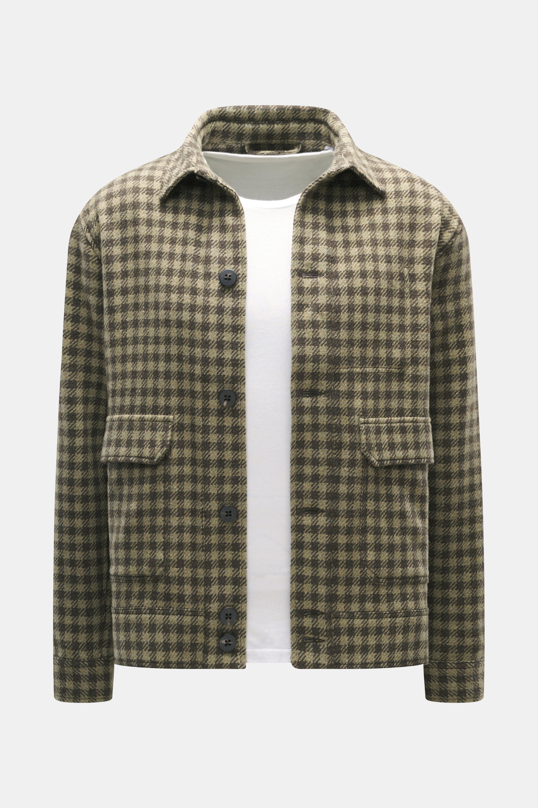 Overshirt 'Workwear Jacket' oliv/dark olive kariert