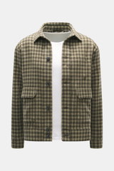 04651/ A trip in a bag Overshirt 'Workwear Jacket' oliv/dark olive kariert