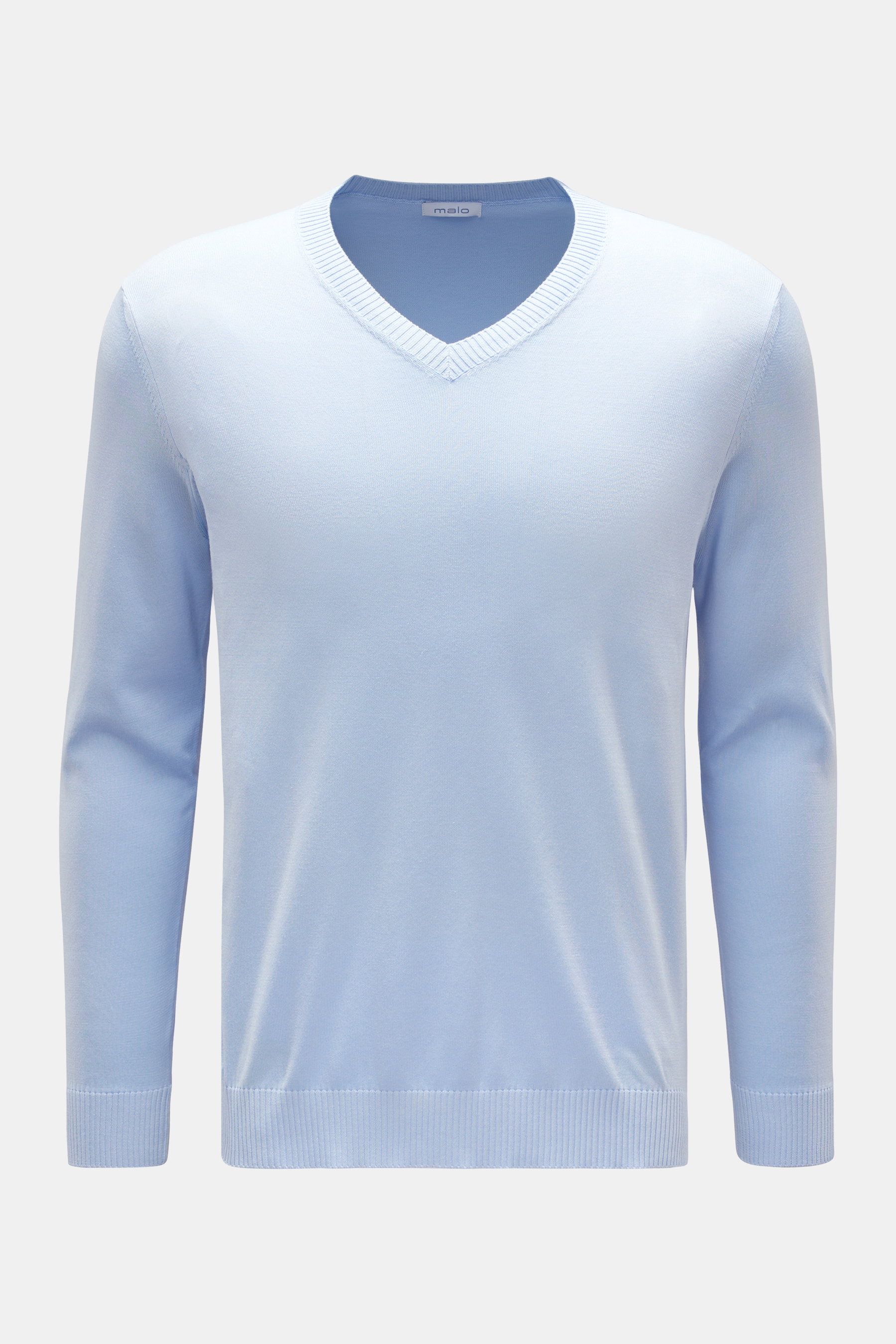 Malo Feinstrick V-Neck Pullover hellblau