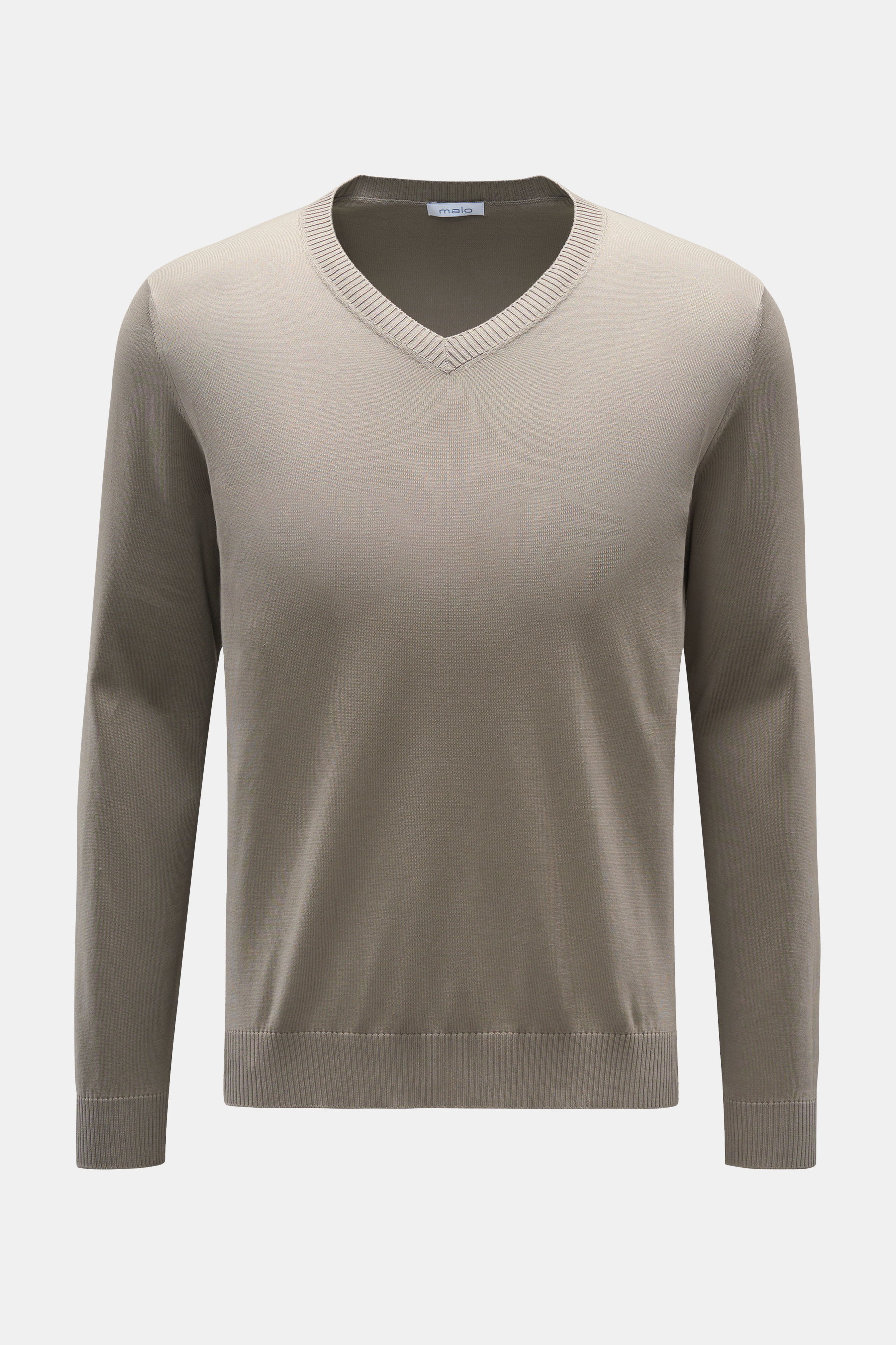 Malo Feinstrick V-Neck Pullover graubraun