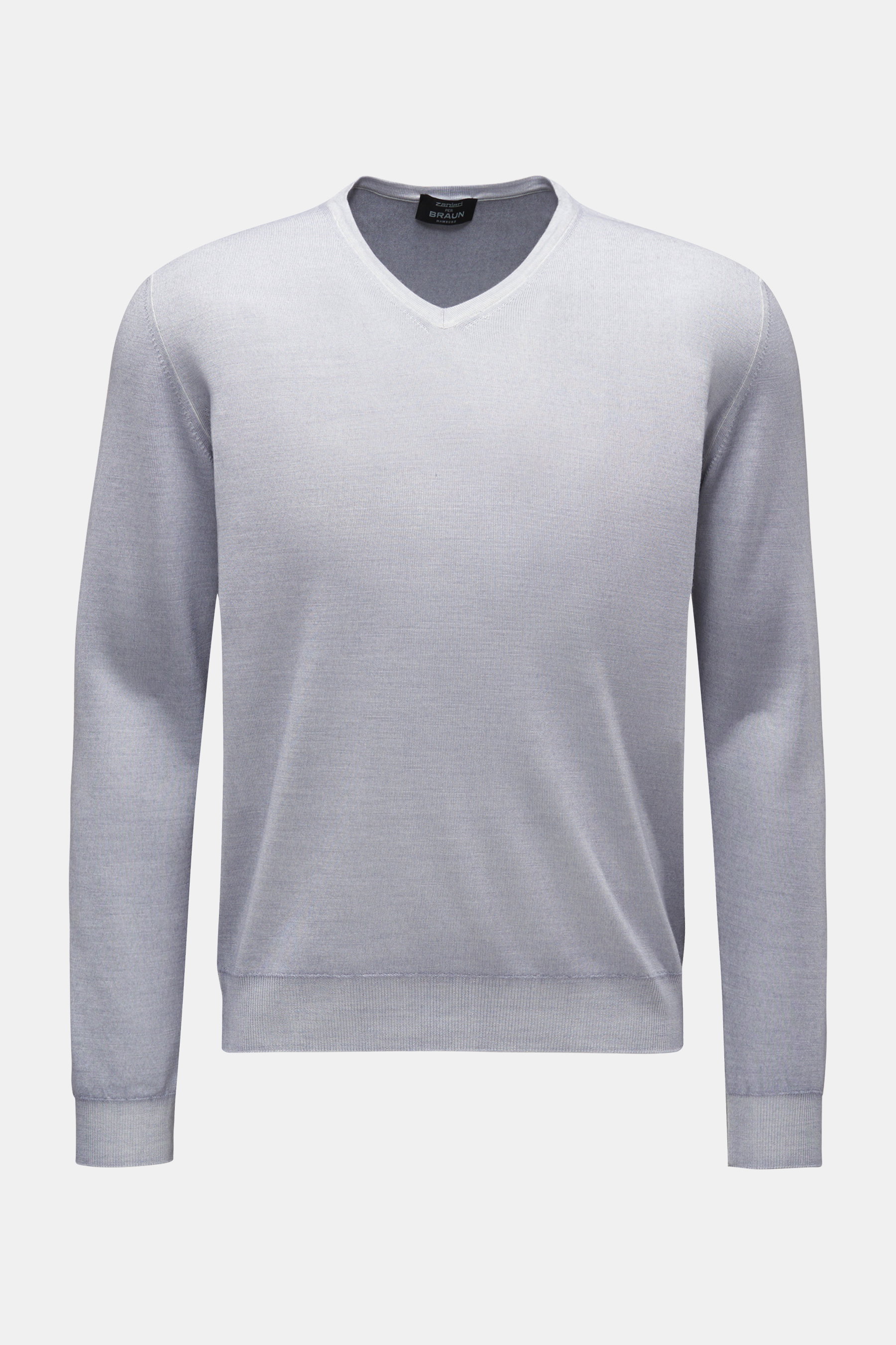 Zanieri Feinstrick V-Neck Pullover hellgrau