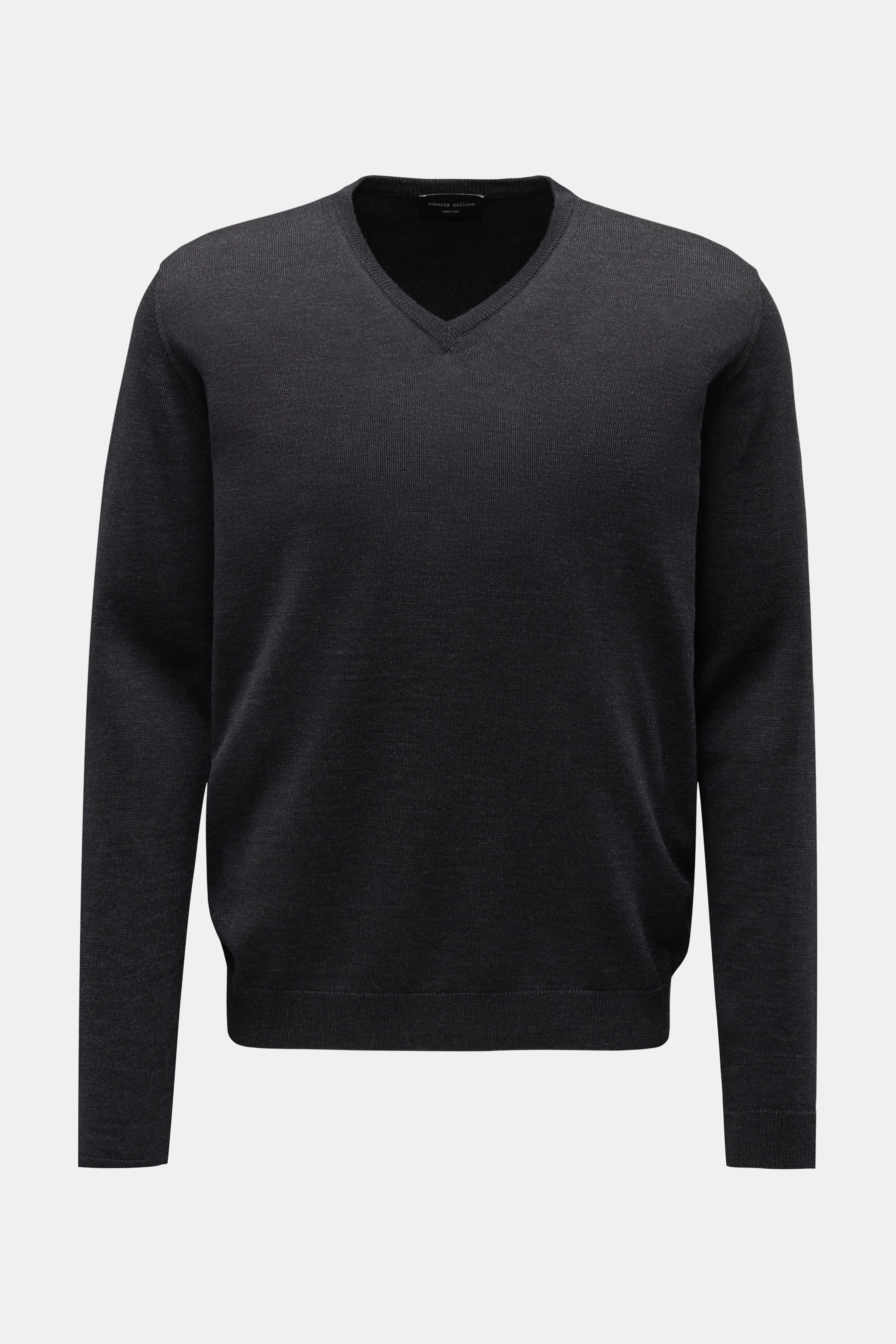 Roberto Collina Merino V-Neck Pullover anthrazit