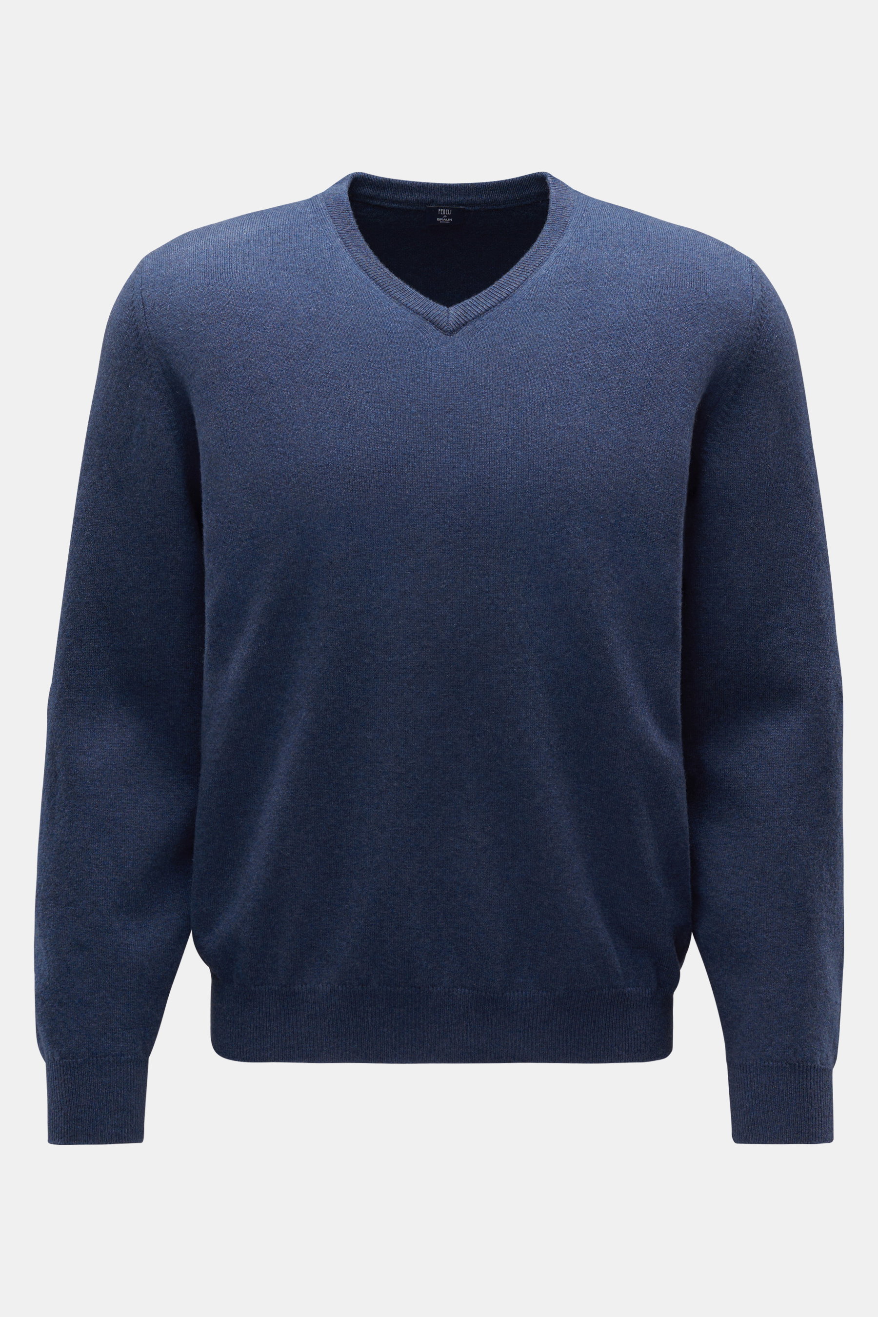 Fedeli Cashmere V-Neck Pullover 'Pull Slim' rauchblau