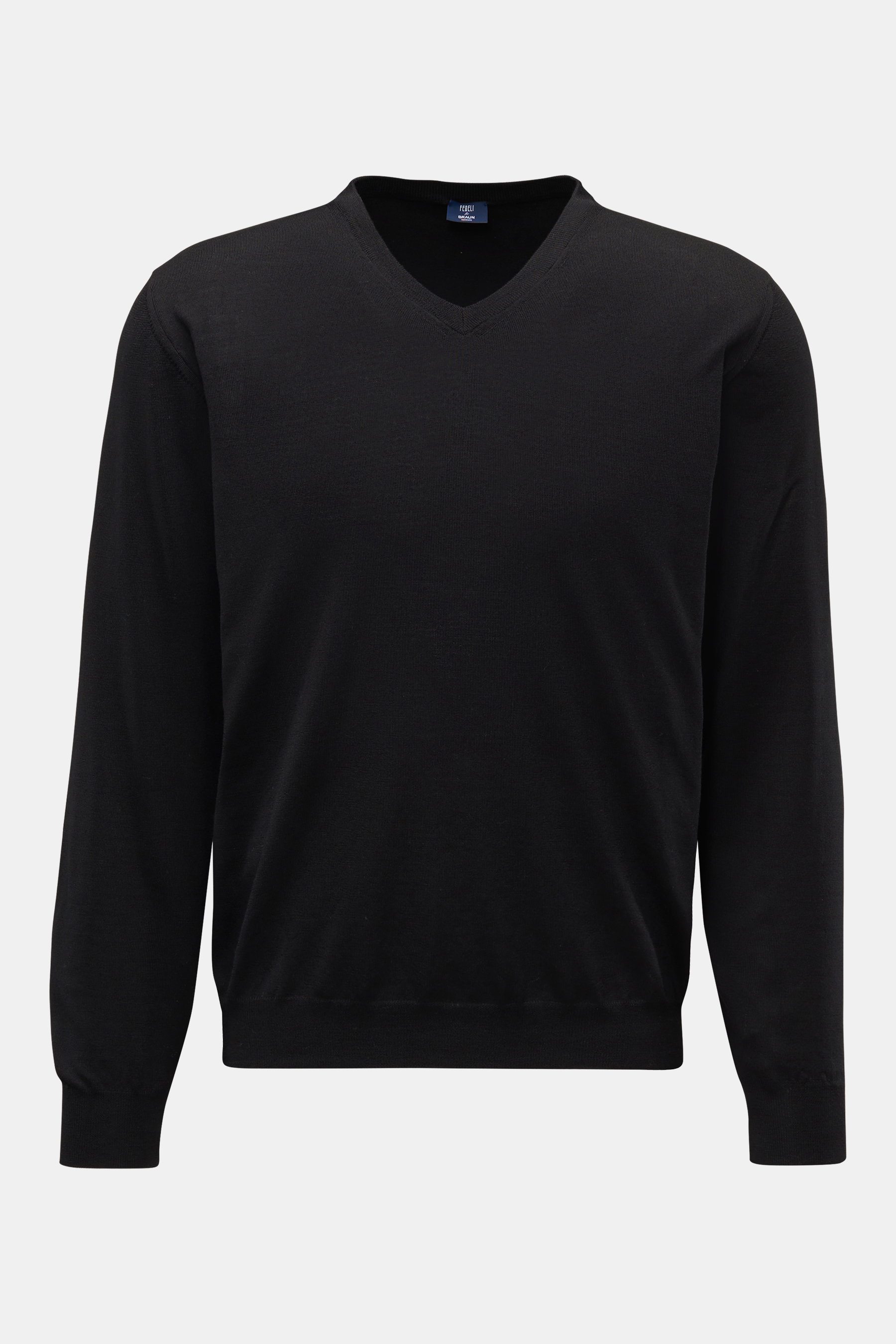 Fedeli Feinstrick V-Neck Pullover schwarz