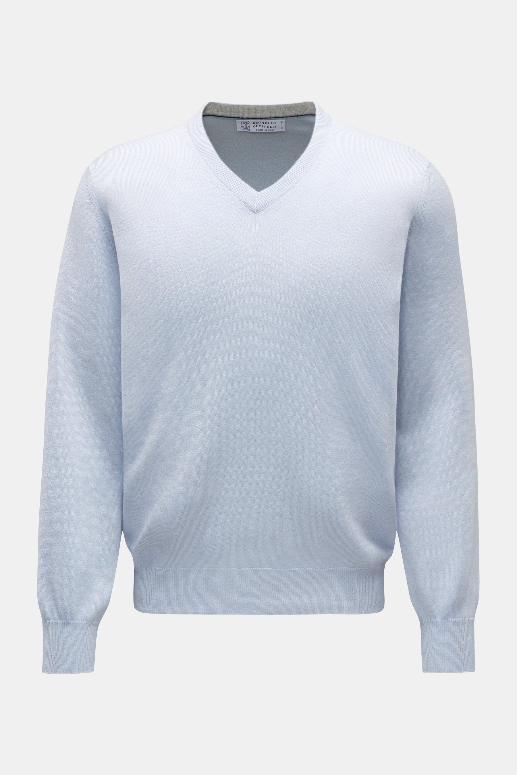 Brunello Cucinelli Cashmere V-Neck Pullover hellblau