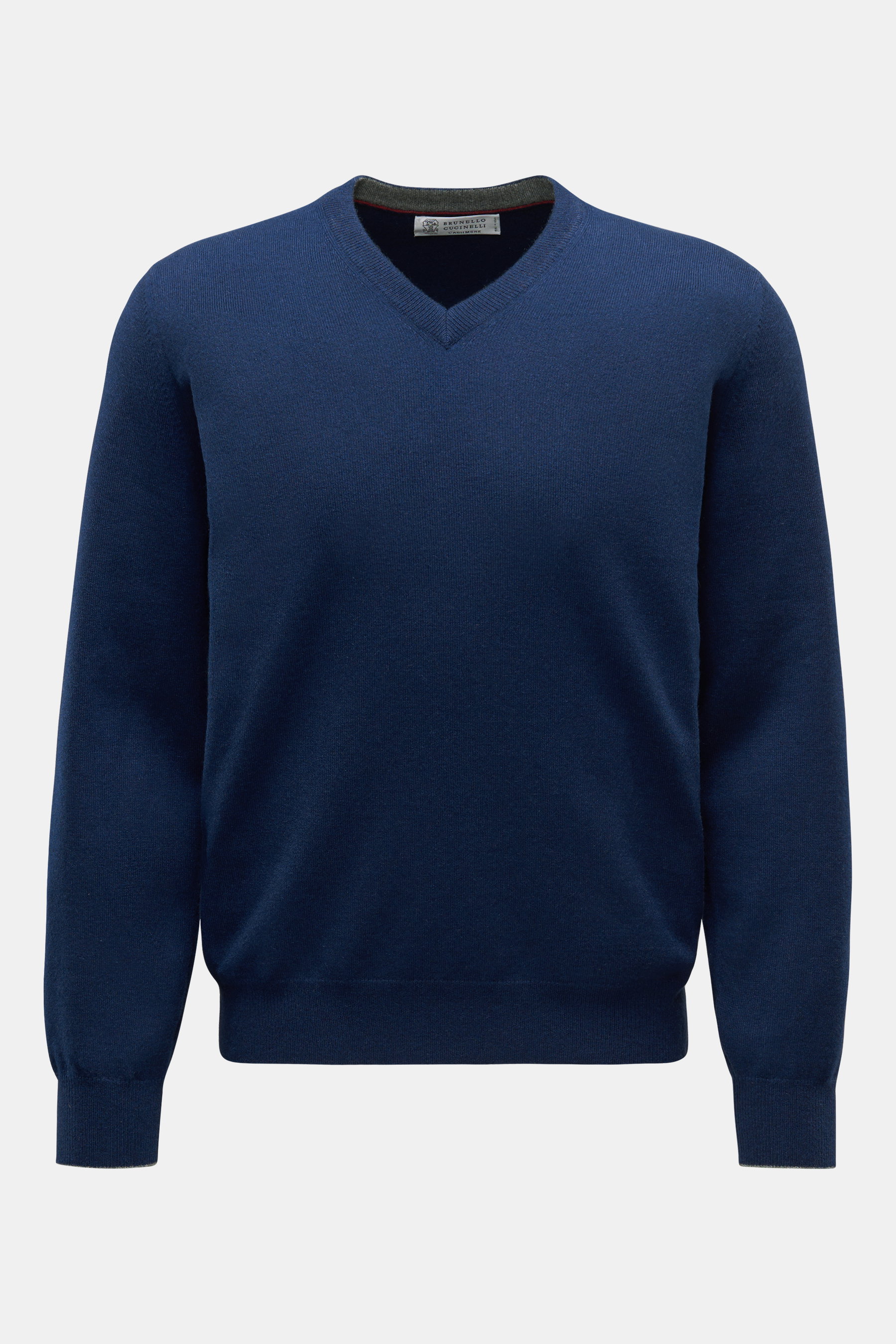 Brunello Cucinelli Cashmere V-Neck Pullover dunkelblau