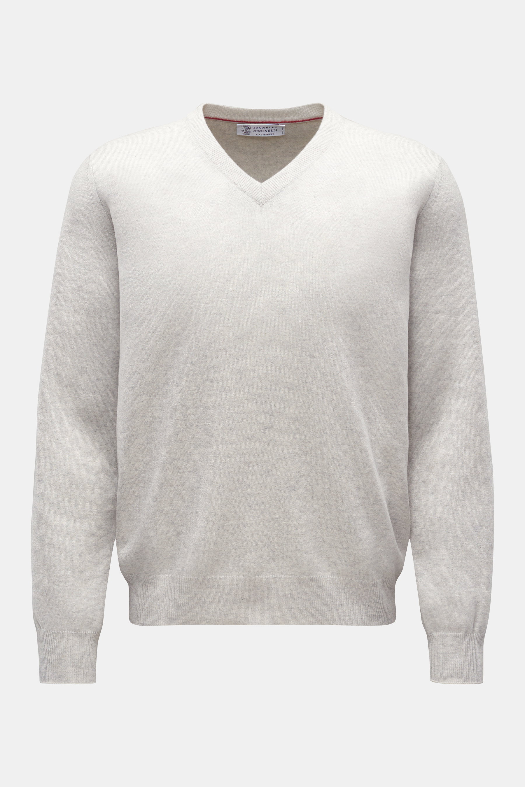 Brunello Cucinelli Cashmere V-Neck Pullover hellgrau