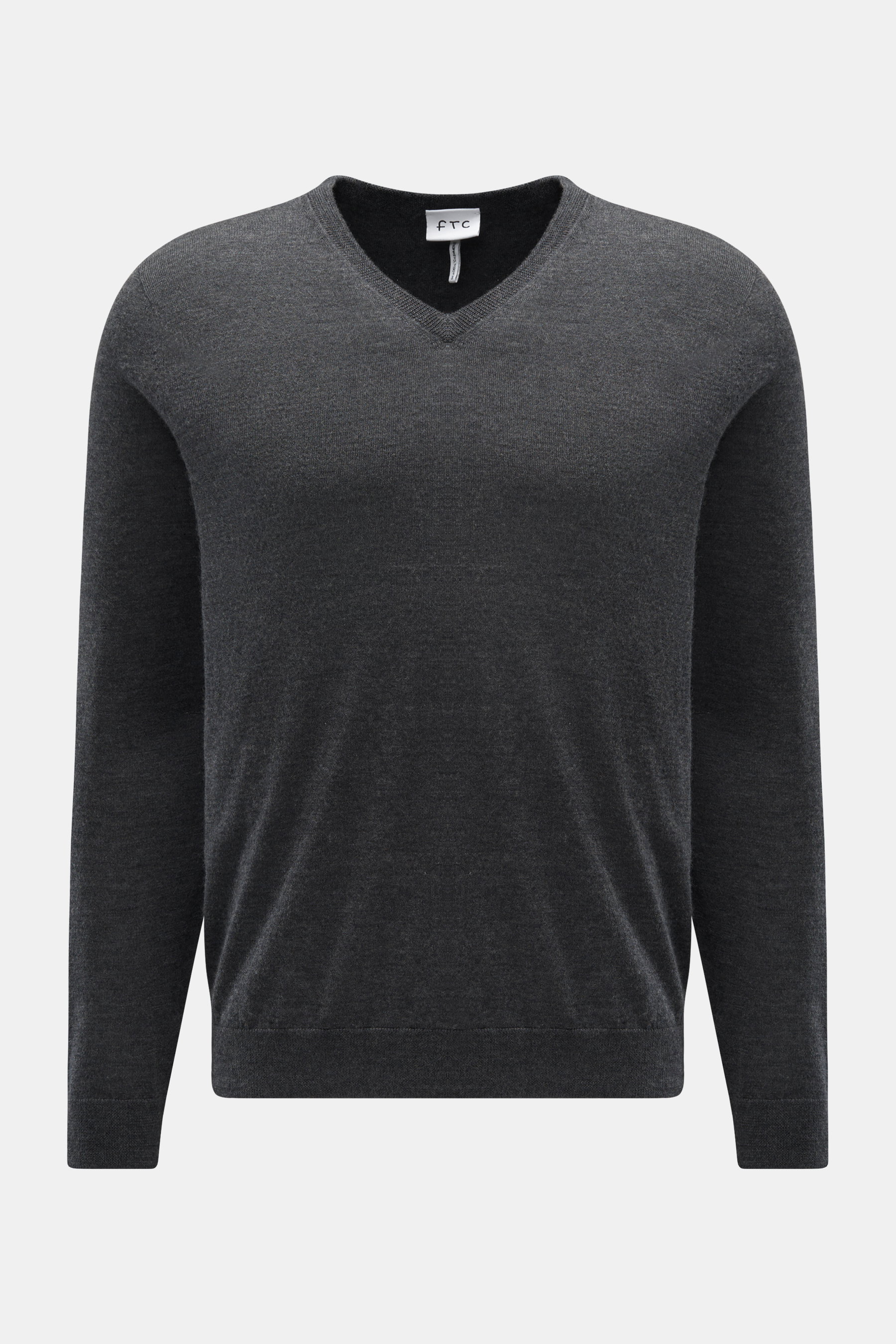 FTC Feinstrick V-Neck Pullover dunkelgrau meliert