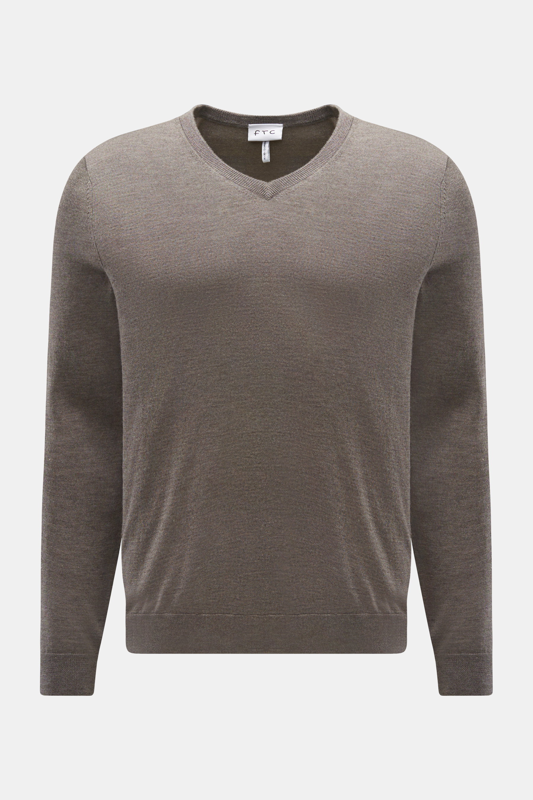 FTC Feinstrick V-Neck Pullover grau meliert