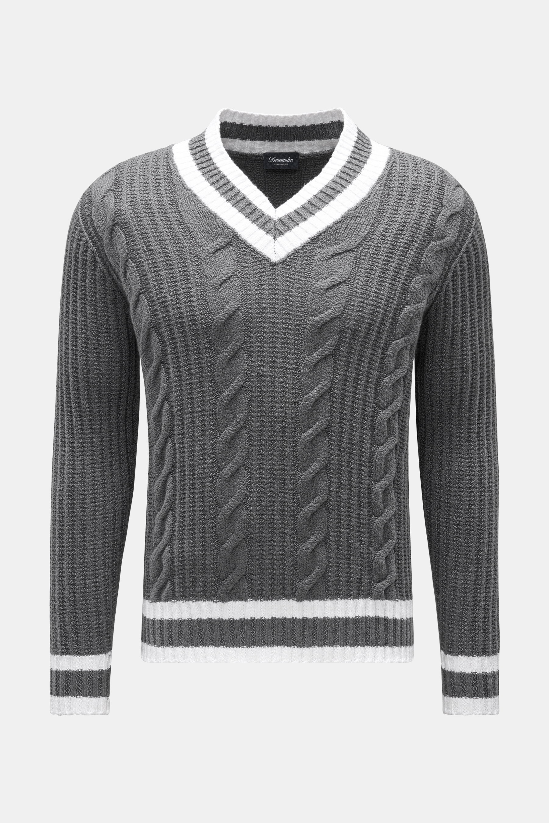 Drumohr V-Neck Pullover grau