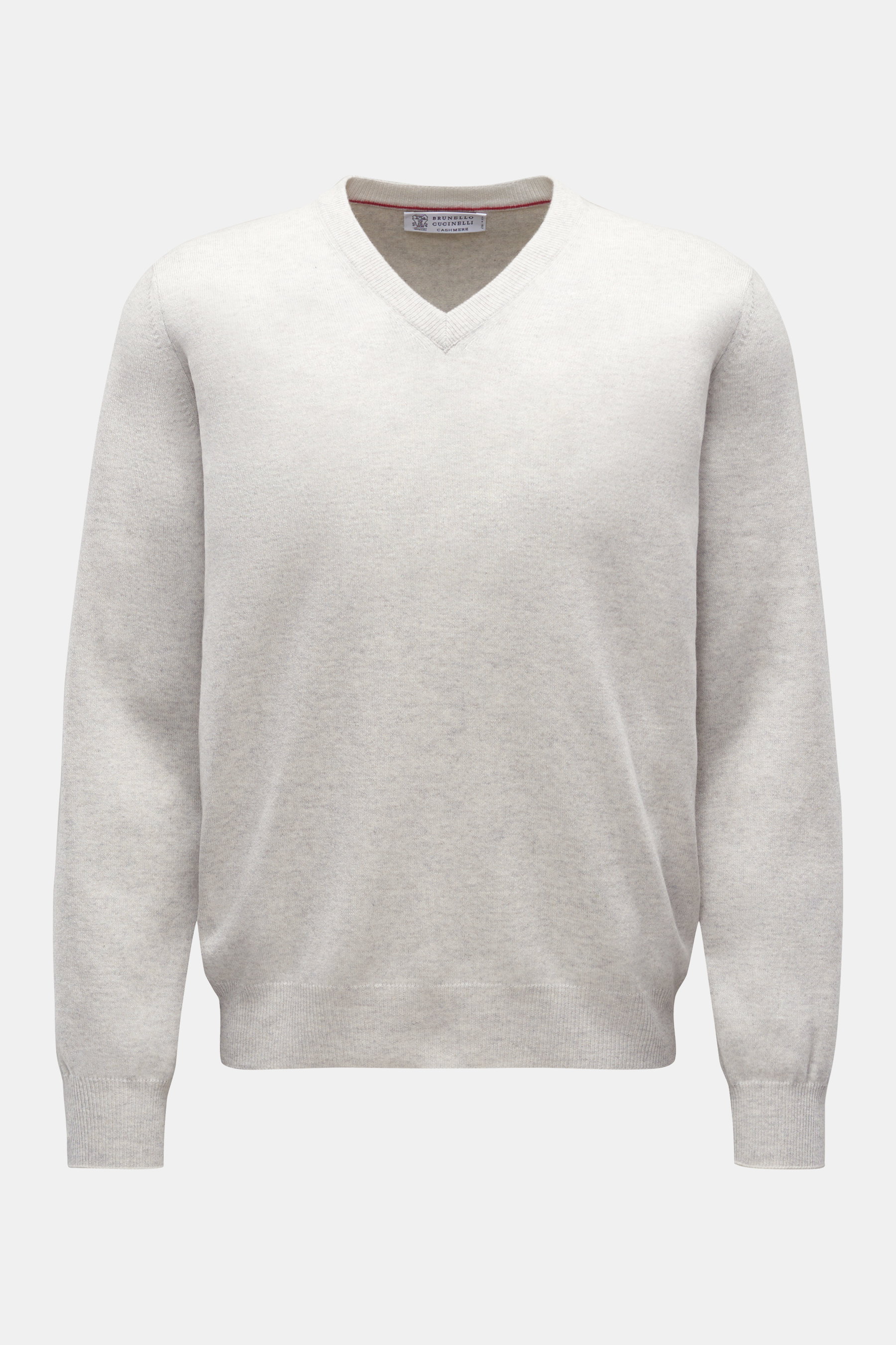 Brunello Cucinelli Cashmere V-Neck Pullover hellgrau