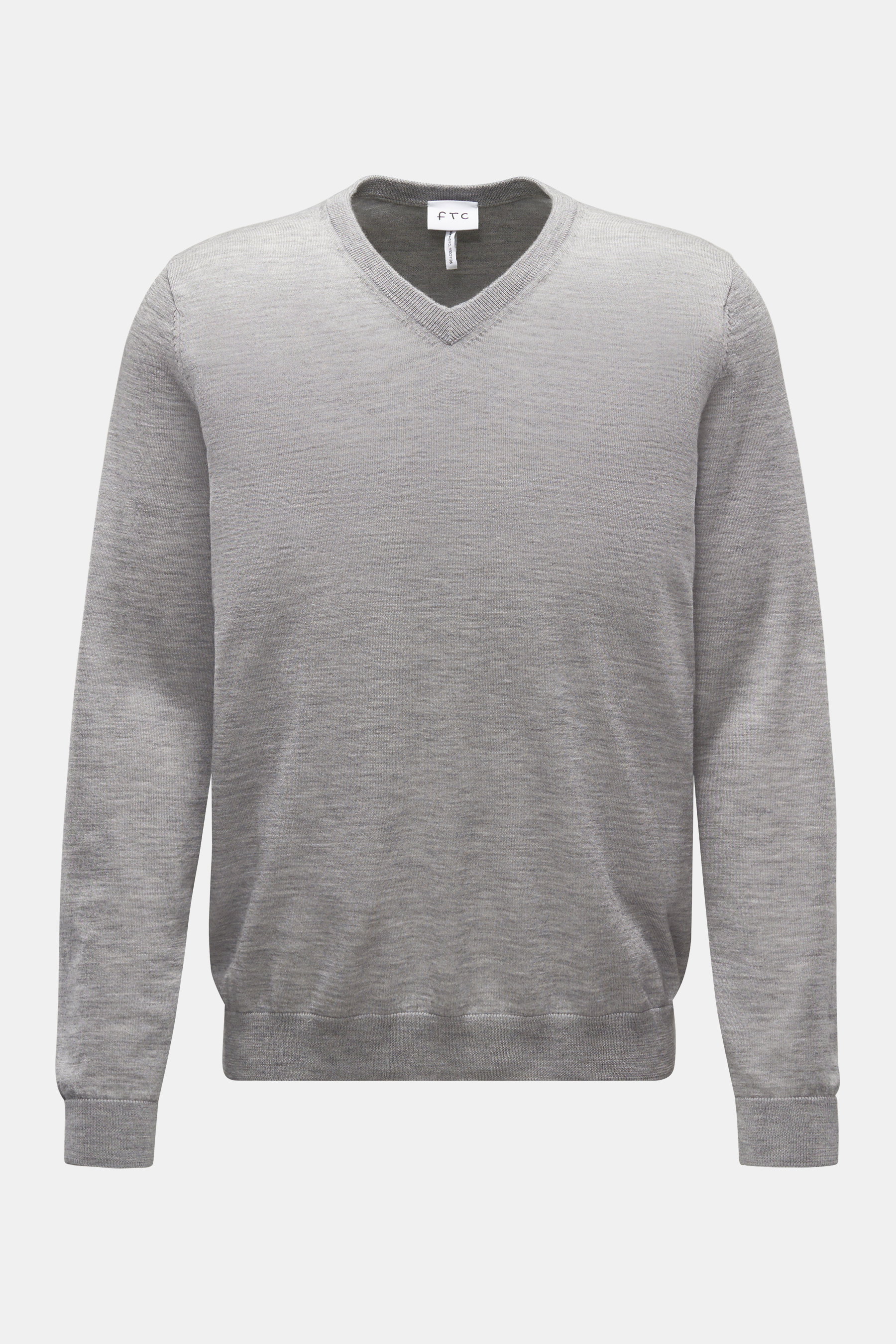 FTC Feinstrick V-Neck Pullover grau meliert