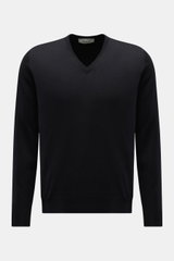 Filippo de Laurentiis Merino Feinstrick V-Neck Pullover dark navy