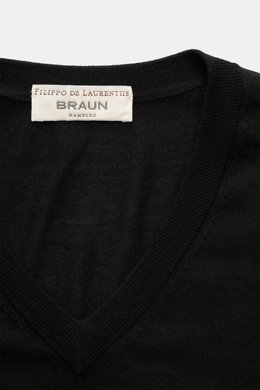 Filippo de Laurentiis Feinstrick-V-Neck Pullover schwarz