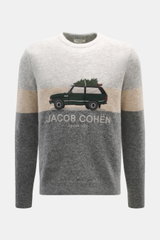 Jacob Cohen Crewneck Sweater 'Ski' light grey/beige/grey patterned