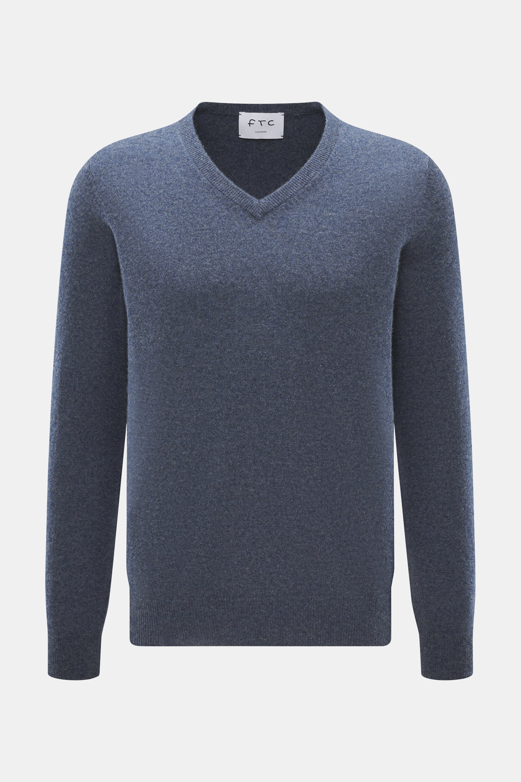 FTC Cashmere V-Neck Pullover graublau meliert