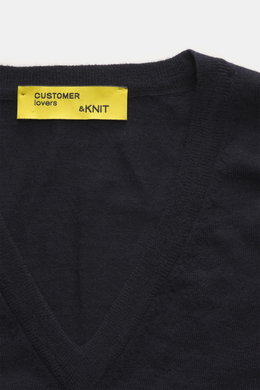 B.F. Knitwear Merino V-Neck Pullover navy
