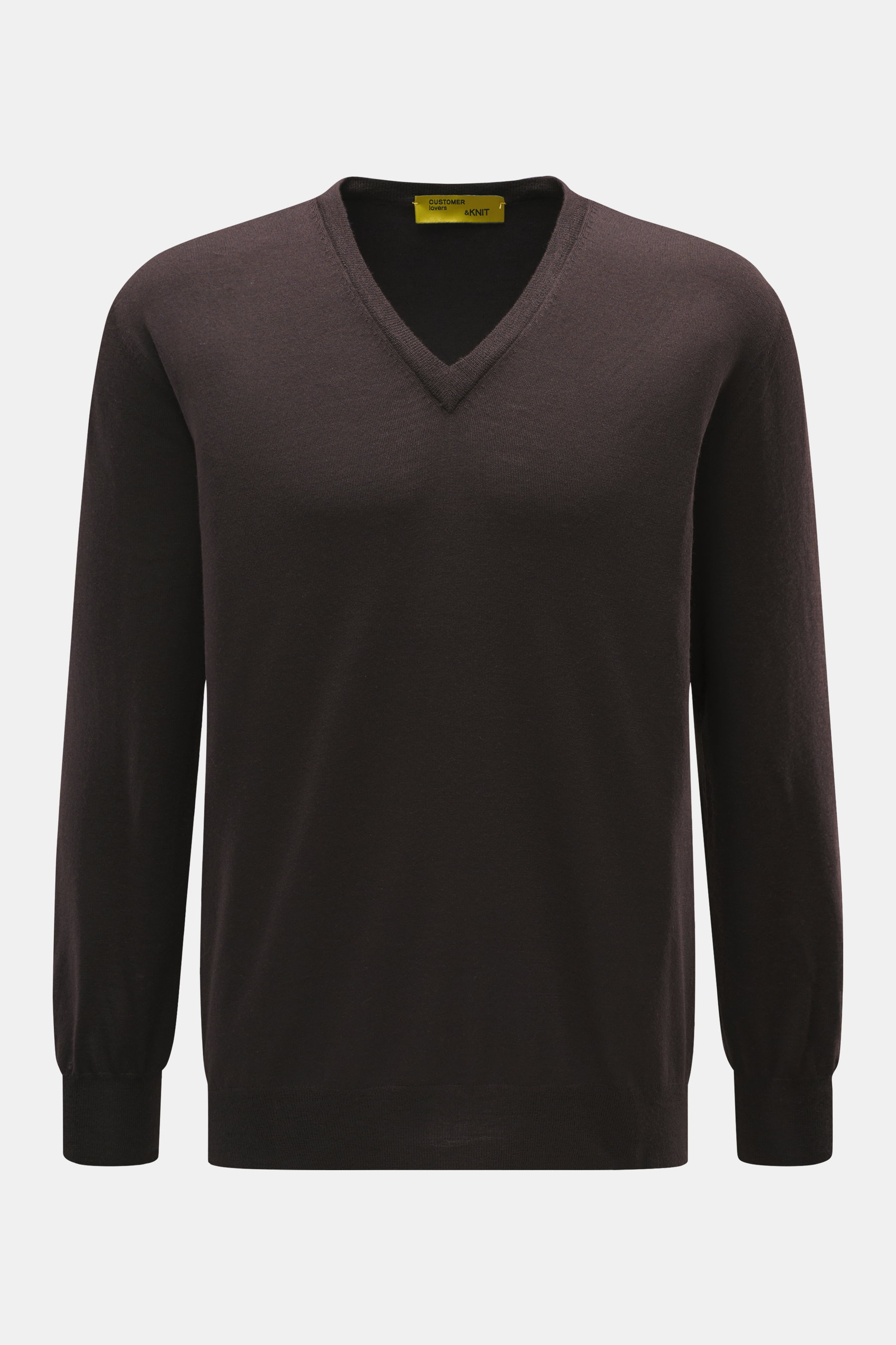 B.F. Knitwear Merino V-Neck Pullover dunkelbraun