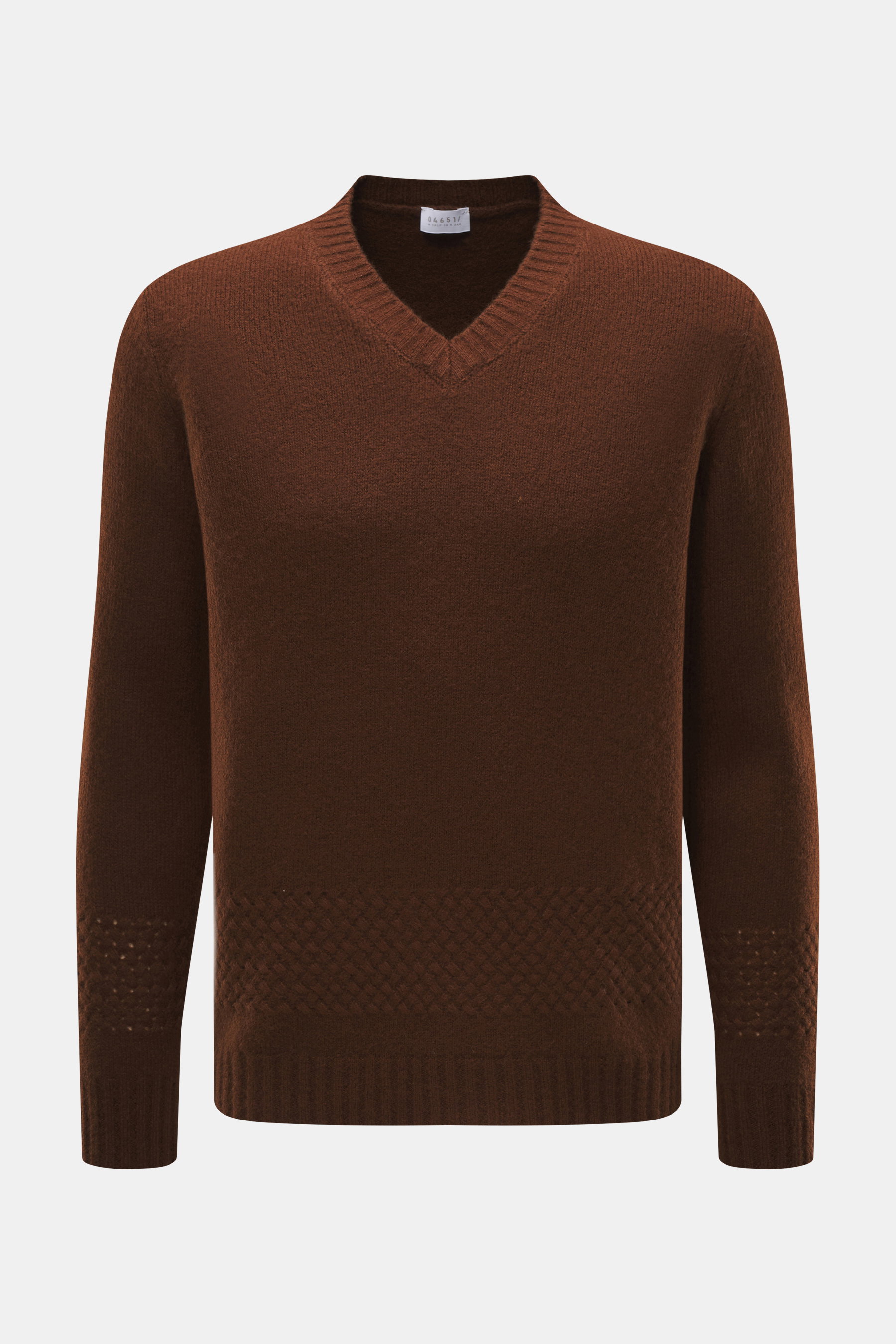 04651/ A trip in a bag V-Neck Pullover 'Light Wool' braun