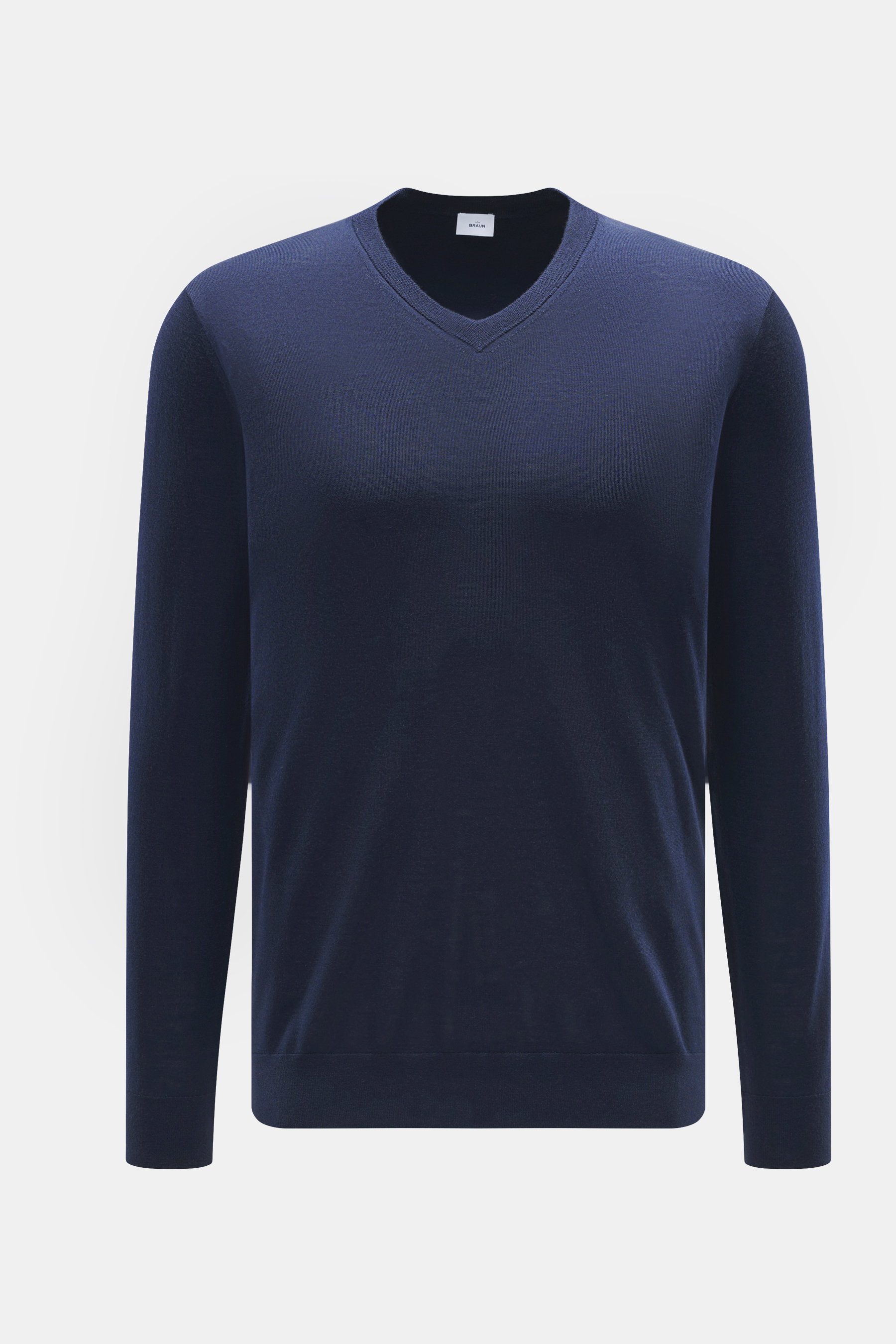 von Braun Merino Feinstrick V-Neck Pullover navy, Frontansicht, Feinstrick, V-Ausschnitt, Regular Fit, reine Merinowolle, weicher Griff, leichte Qualität, flexible Rippbündchen