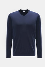 von Braun Merino Feinstrick V-Neck Pullover navy, Frontansicht, Feinstrick, V-Ausschnitt, Regular Fit, reine Merinowolle, weicher Griff, leichte Qualität, flexible Rippbündchen