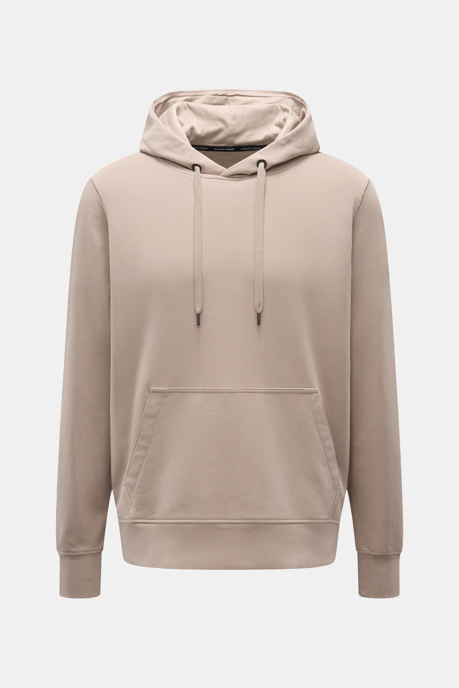 Front view of the Canada Goose Kapuzenpullover 'Huron' beige hoodie, featuring a soft cotton fabric, kangaroo pocket, and ribbed cuffs.

Detailed description: <p>Urbaner Style trifft Komfort – der Kapuzenpullover 'Huron' von CANADA GOOSE verbindet angeneh