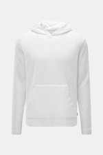 Front view of 04651/ A trip in a bag Hooded jumper 'Beach Hoodie' white, cotton terry, seersucker hood lining, kangaroo pocket.
