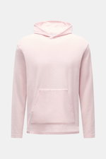 Frontale Ansicht des 04651/ A trip in a bag Frottee-Kapuzenpullover 'Terry' rosé aus reiner Baumwolle mit Kapuze, Regular Fit und Kängurutasche.