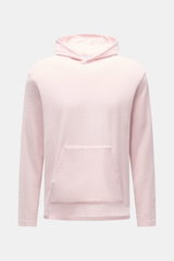 Frontale Ansicht des 04651/ A trip in a bag Frottee-Kapuzenpullover 'Terry' rosé aus reiner Baumwolle mit Kapuze, Regular Fit und Kängurutasche.