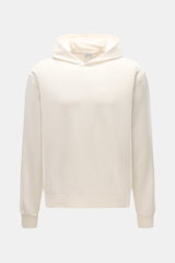 04651/ A trip in a bag Kapuzenpullover 'IF Hoodie' creme, Frontansicht, Regular Fit, aus weichem, elastischem, gebürstetem Jersey mit Kapuze und Rippbündchen.