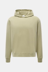 04651/ A trip in a bag Kapuzenpullover 'IF Hoodie' salbei, frontal fotografiert, aus weichem, elastischem, gebürstetem Jersey mit Kapuze und Rippbündchen.