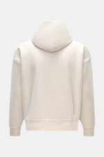 Weißer Polo Ralph Lauren Kapuzenpullover, Rückansicht, Relaxed Fit, weicher Baumwoll-Microfaser-Sweat mit Kapuze, Rippbündchen, Kängurutasche, dezentes Brustlogo.