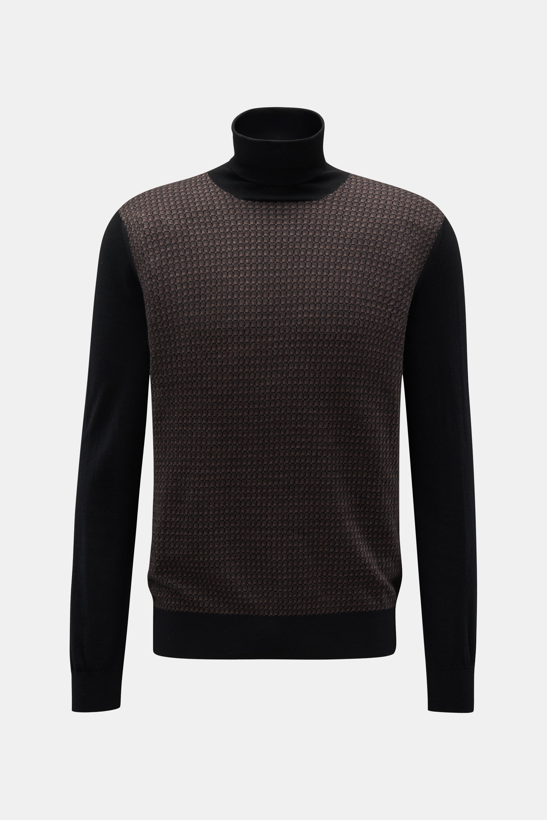 Cruciani Rollkragenpullover schwarz/graubraun gemustert