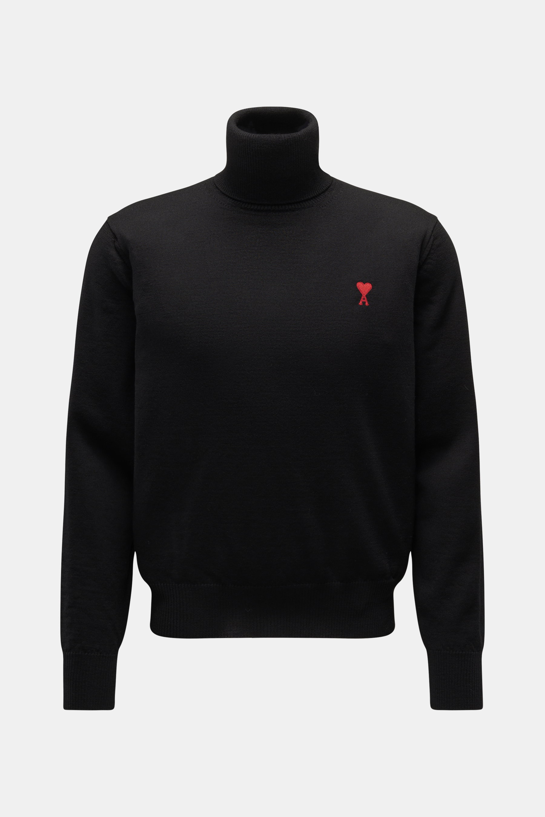 Ami Paris Merino Rollkragenpullover 'Ami de Cœur' schwarz