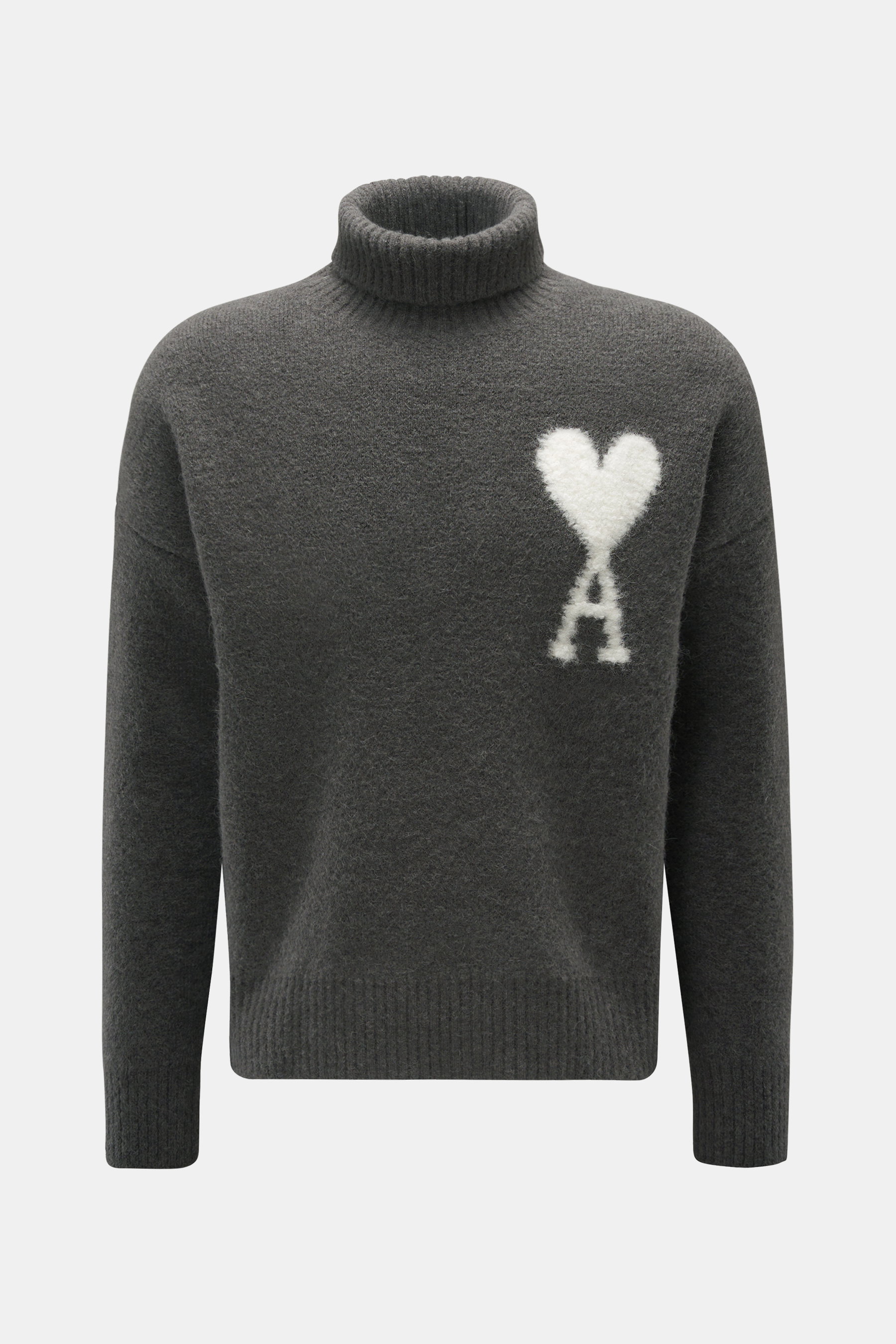 Ami Paris Rollkragenpullover 'Ami de Cœur' dunkelgrau