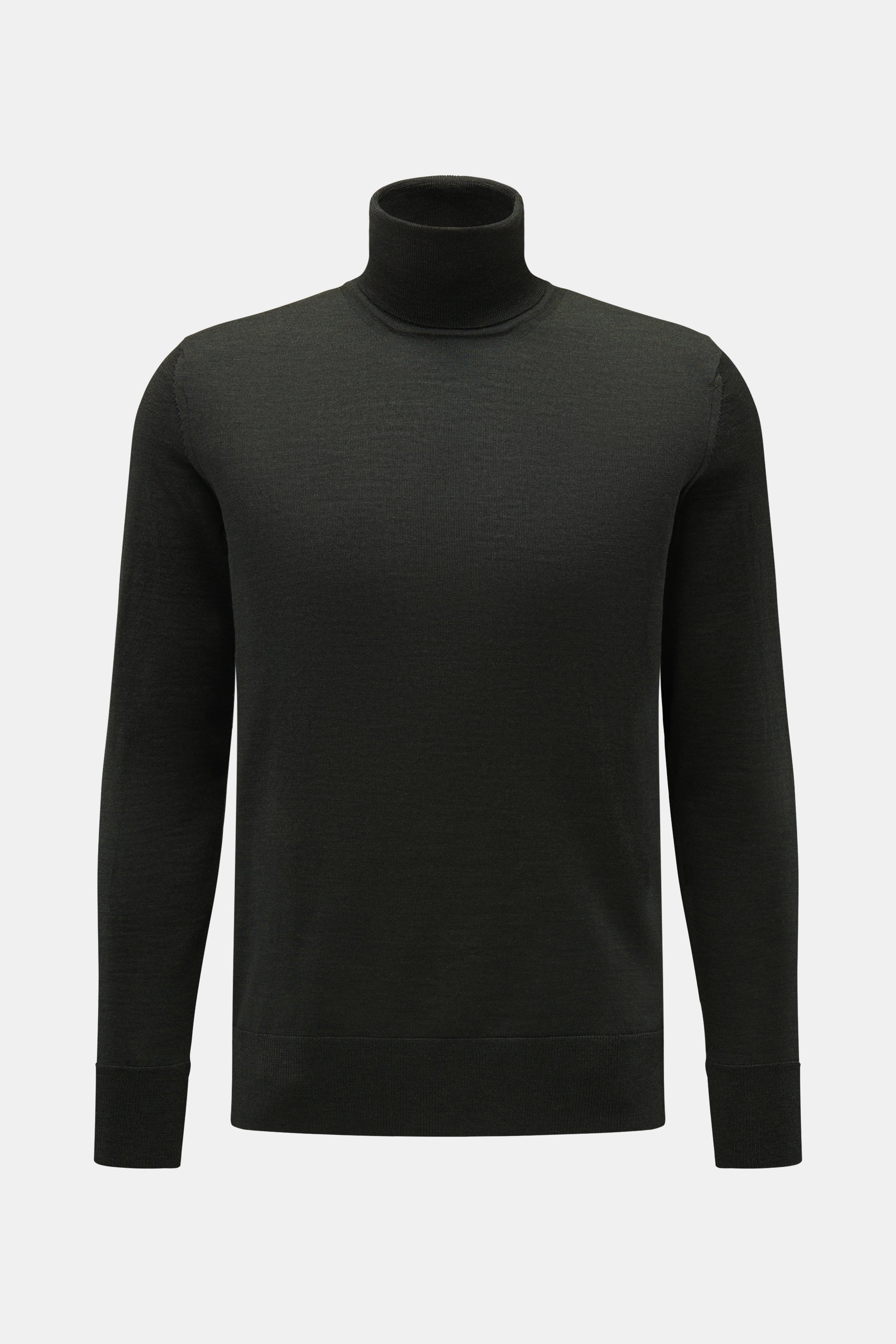 Hindustrie Merino Feinstrick-Rollkragenpullover dunkelgrün